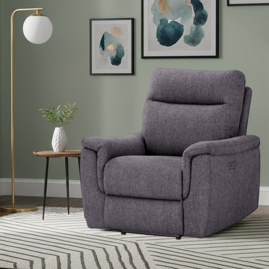 JAKOB FABRIC ELECTRIC RECLINER DARK GREY