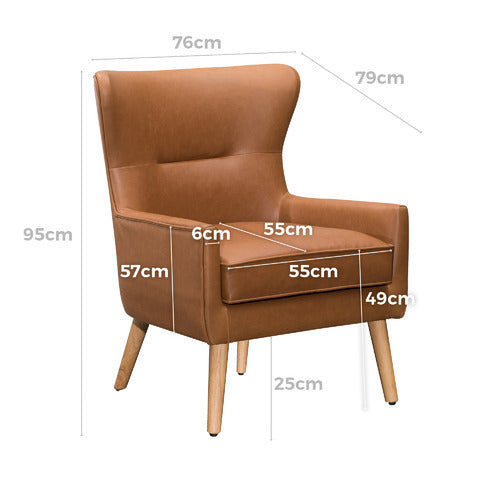 JACOB FAUX LEATHER WINGBACK ARMCHAIR