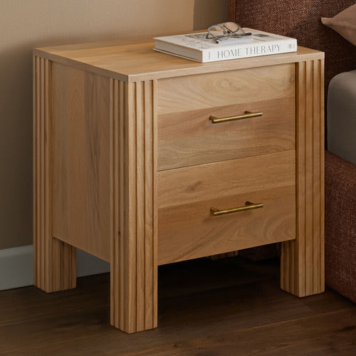 JASPER 2 DRAWER MANGO WOOD BEDSIDE TABLE