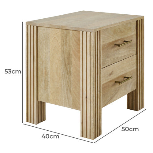JASPER 2 DRAWER MANGO WOOD BEDSIDE TABLE