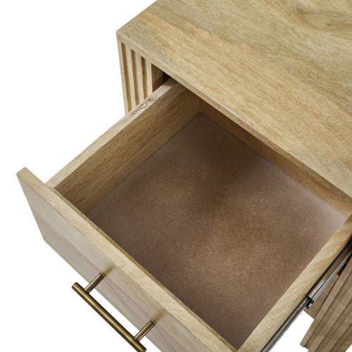 JASPER 2 DRAWER MANGO WOOD BEDSIDE TABLE