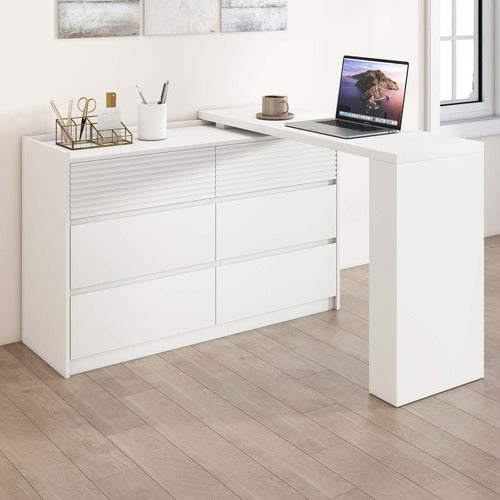 CORNER OFFICE JOSIAH 6 DRAWER CHEST WITH EXTENDABLE DESK