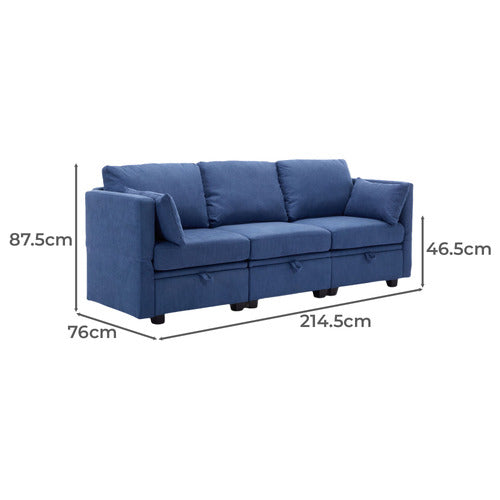 CASSINGTON HOME JUNO 3 SEATER UPHOLSTERED SOFA WITH STORAGE