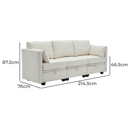 CASSINGTON HOME JUNO 3 SEATER UPHOLSTERED SOFA WITH STORAGE