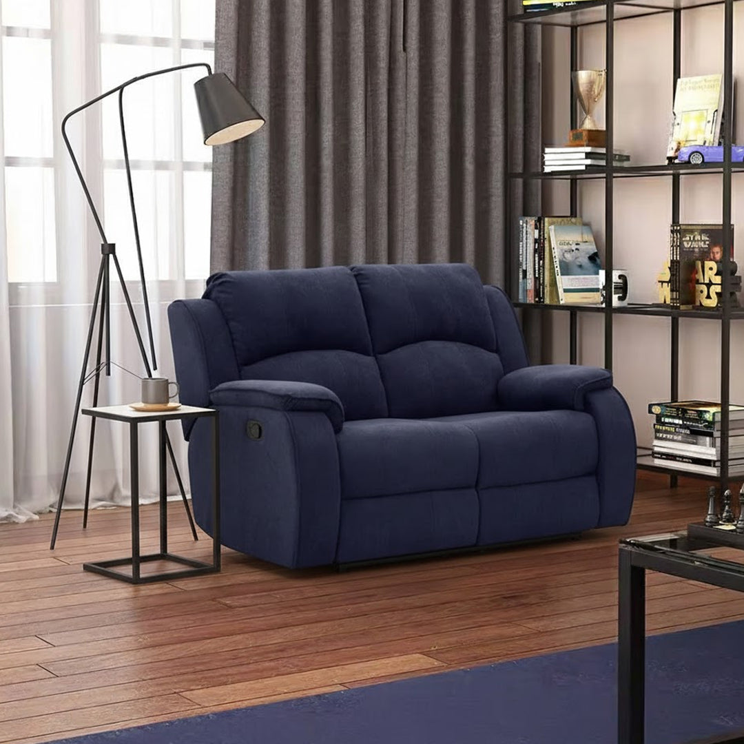 KAYDEN FABRIC 2 SEATER WITH RECLINERS NAVY