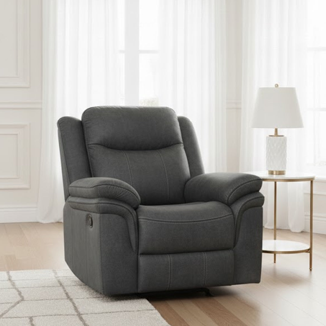 KAYDEN FABRIC RECLINER DARK GREY