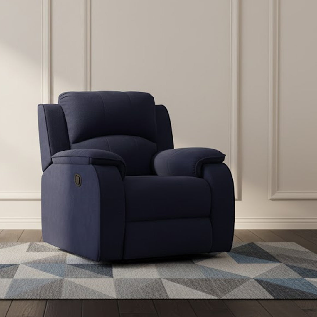 KAYDEN FABRIC RECLINER NAVY