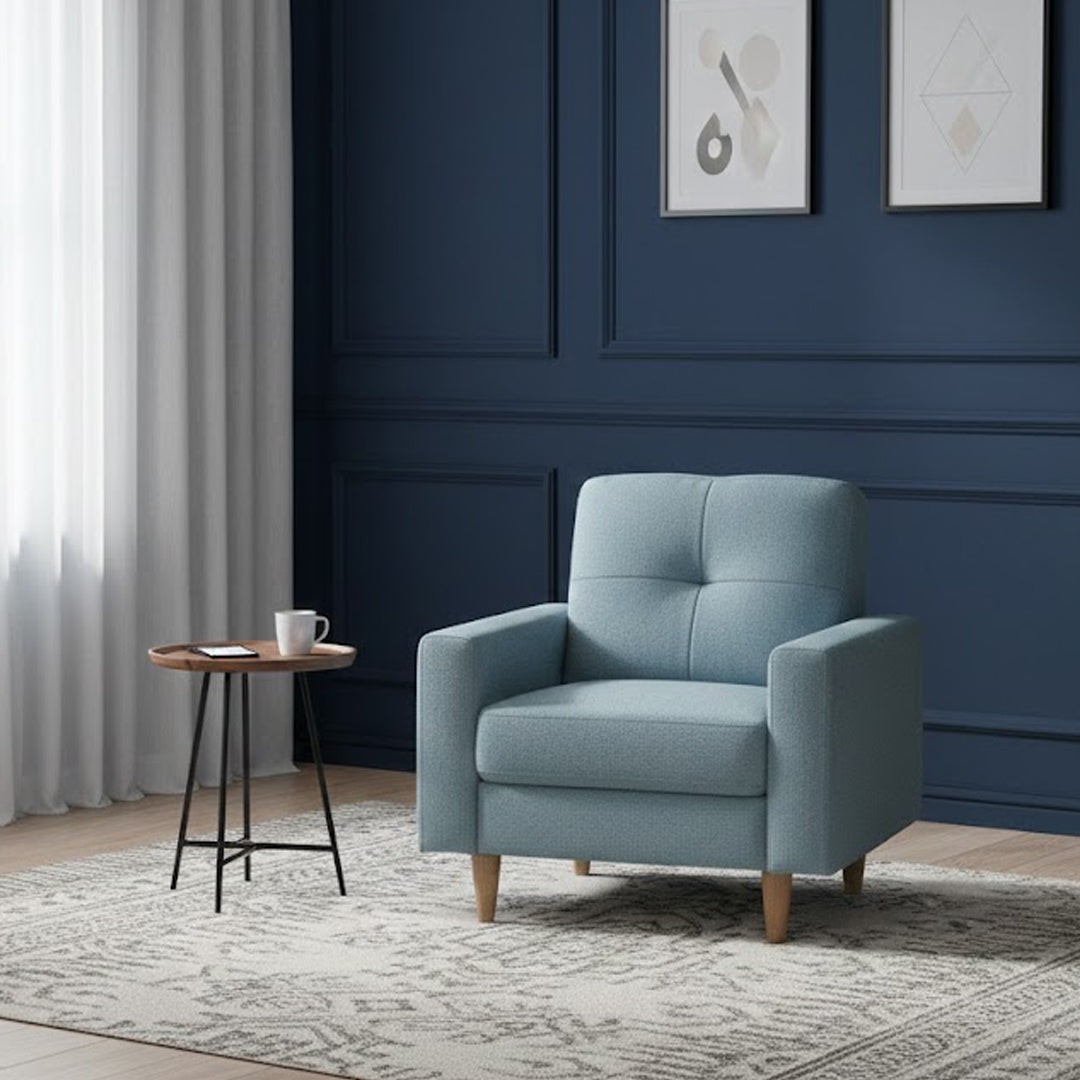 KELLER FABRIC ACCENT CHAIR BIANCO LIGHT BLUE