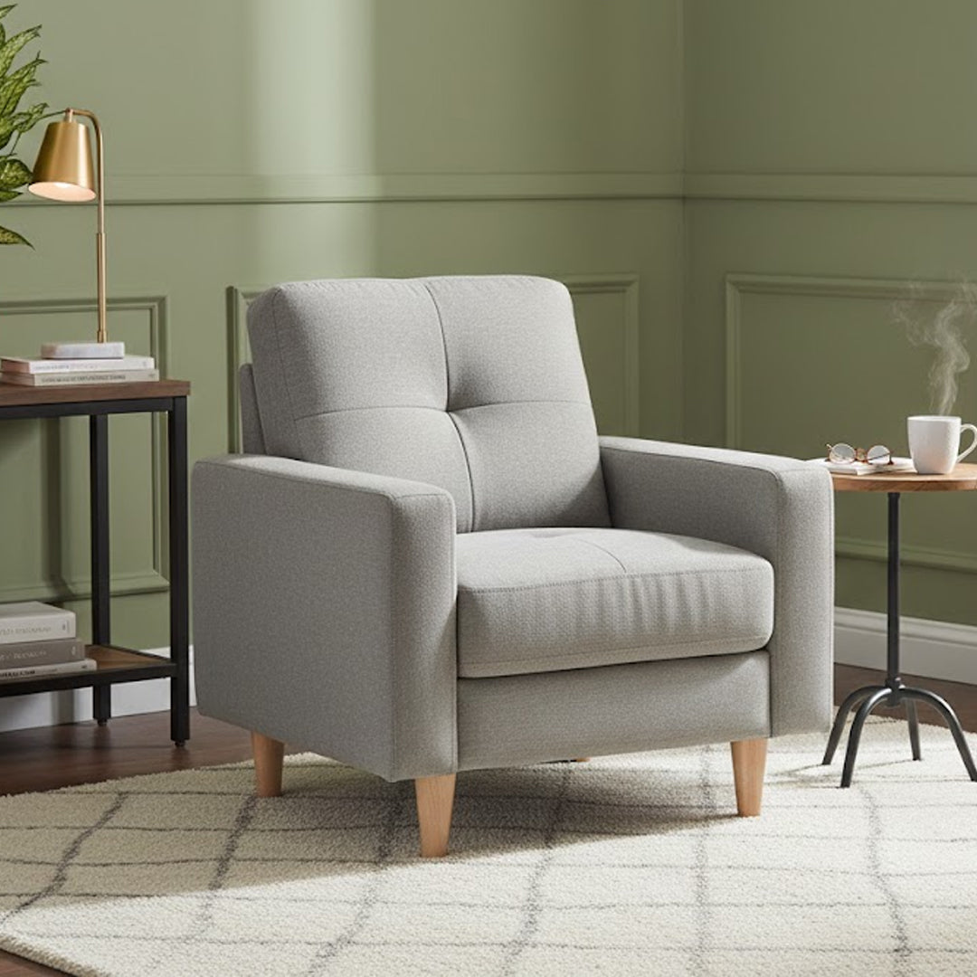 KELLER FABRIC ACCENT CHAIR LIGHT GREY