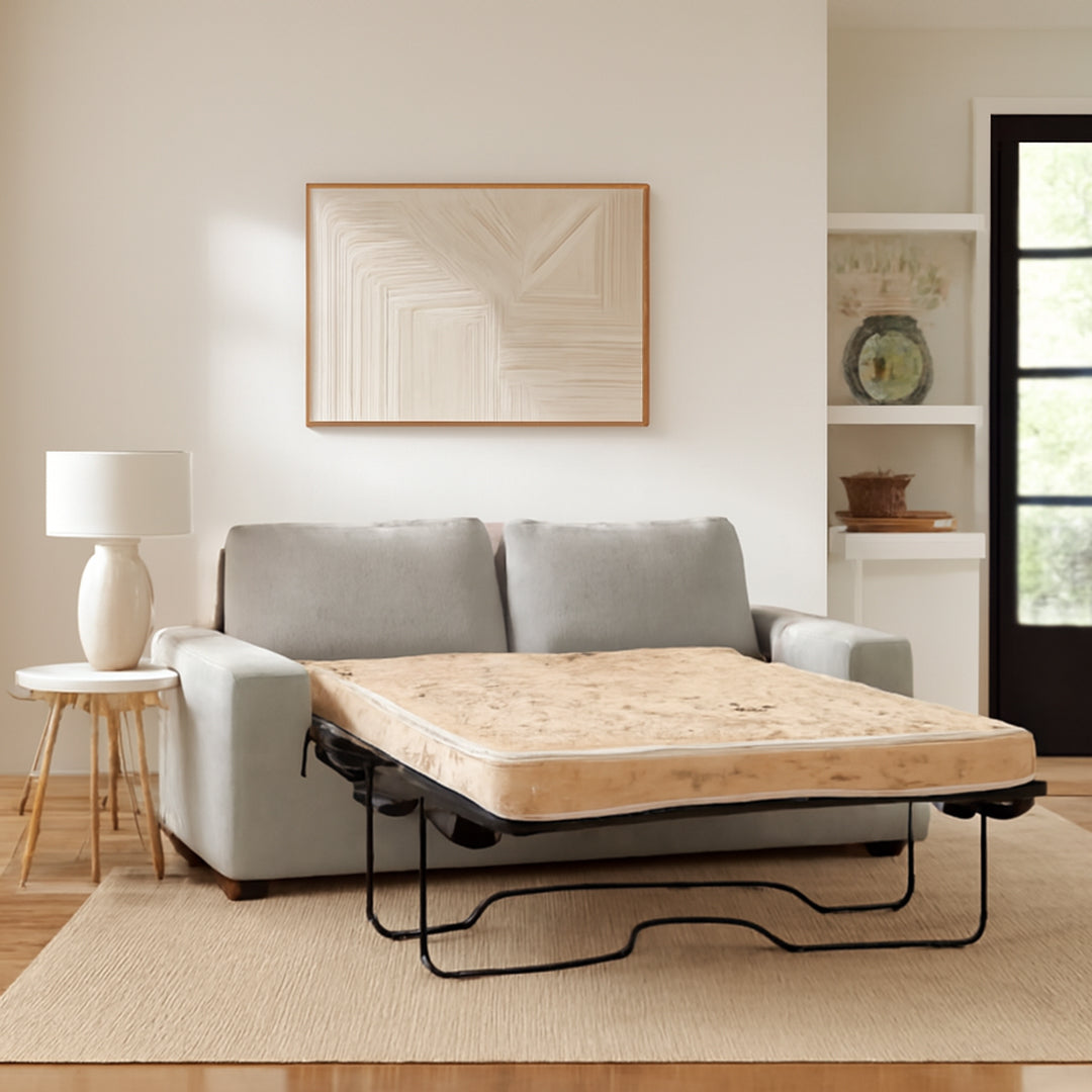 KIRBY FABRIC 3 SEAT SOFA BED LIGHT GREY