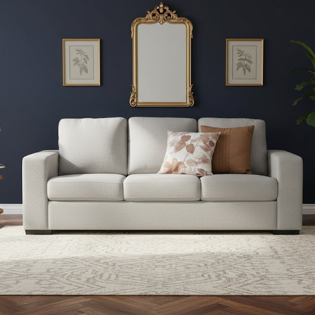 KIRBY FABRIC 3 SEAT SOFA LIGHT GREY