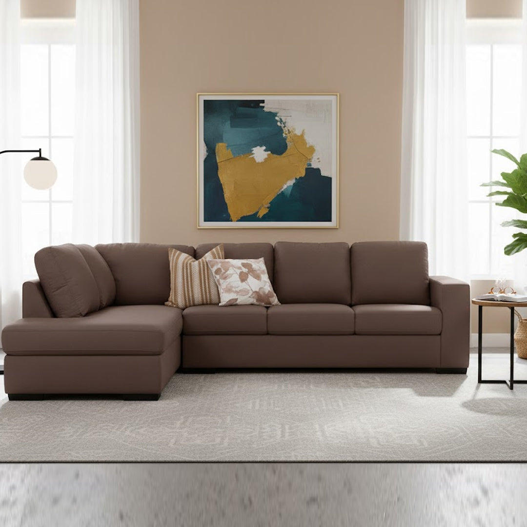 KIRBY FABRIC 4 SEAT LEFT HAND FACING CHAISE COFFEE