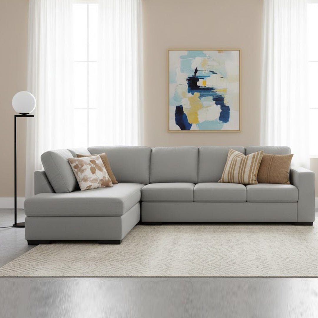 KIRBY FABRIC 4 SEAT LEFT HAND FACING CHAISE LIGHT GREY