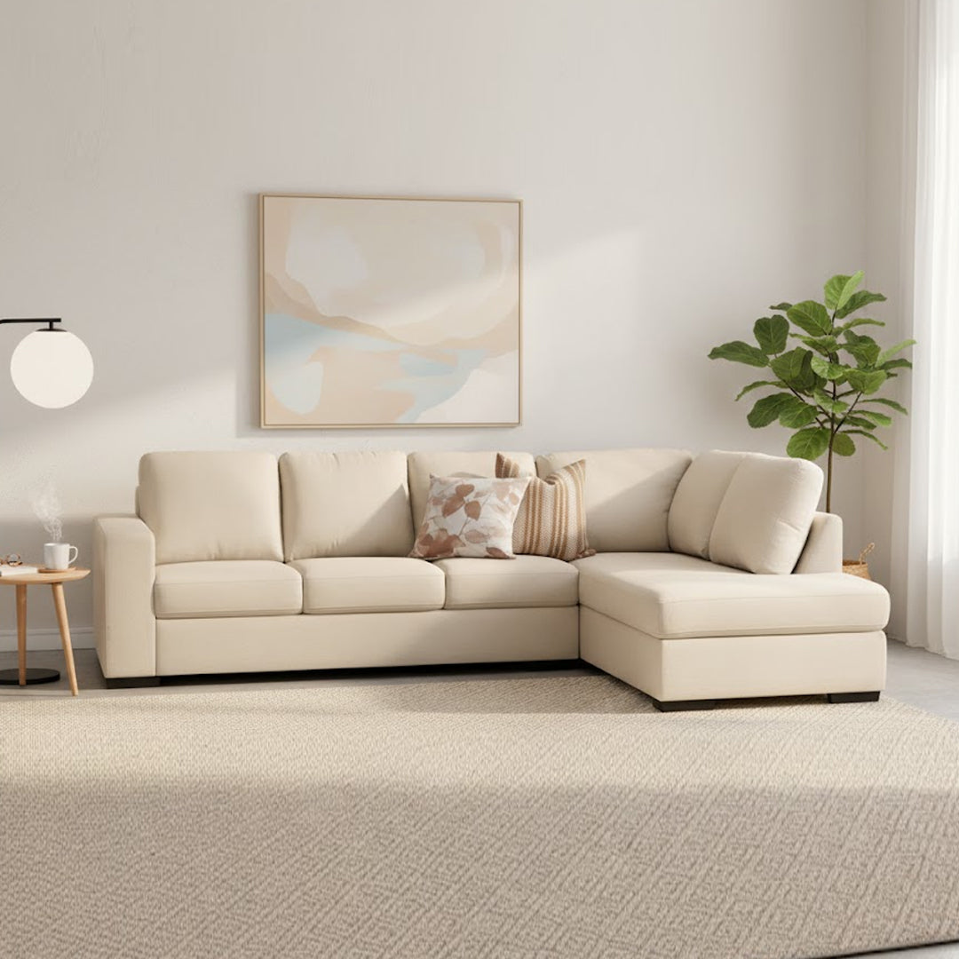 KIRBY FABRIC 4 SEAT RIGHT HAND FACING CHAISE CREAM