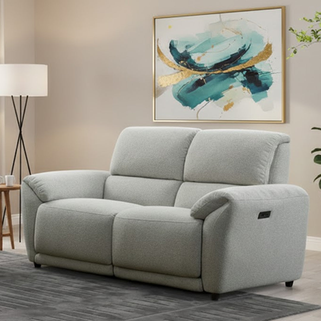 KYLON FABRIC 2 SEATER ELECTRIC RECLINERS SAND