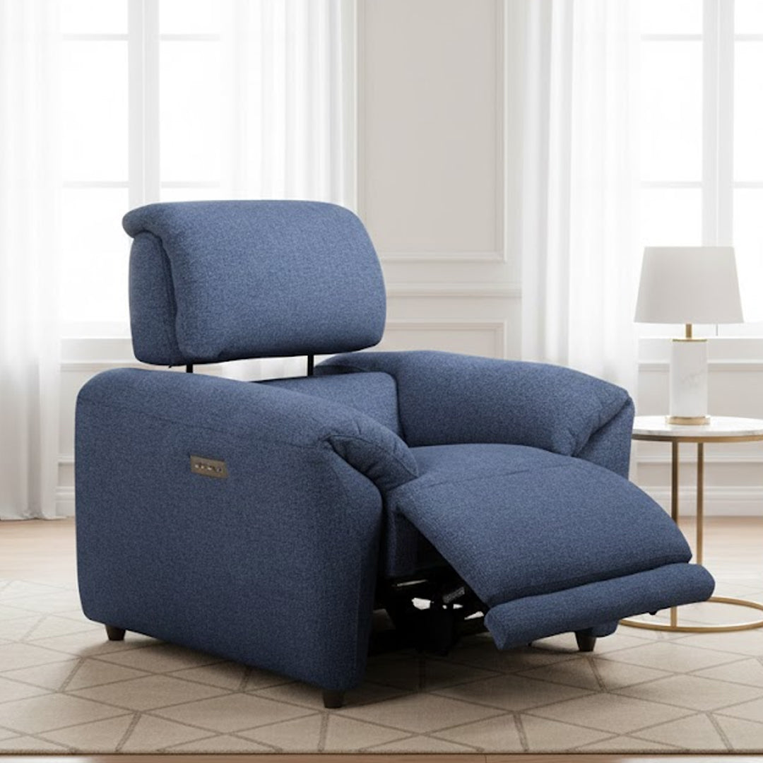 KYLON FABRIC ELECTRIC RECLINER NAVY