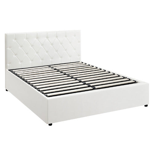 LIVING FUSION KENZO FAUX LEATHER GAS LIFT STORAGE BED FRAME