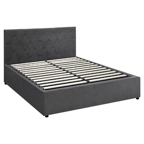 LIVING FUSION KENZO VELVET GAS LIFT STORAGE BED FRAME