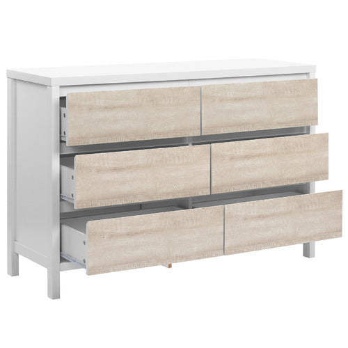 WHITEWASH KINGSCLIFF 6 DRAWER CHEST
