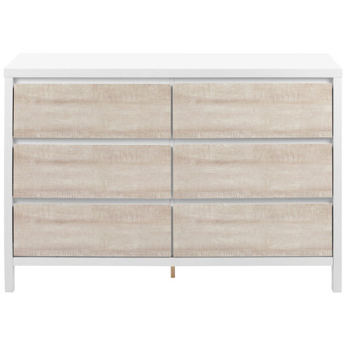 WHITEWASH KINGSCLIFF 6 DRAWER CHEST