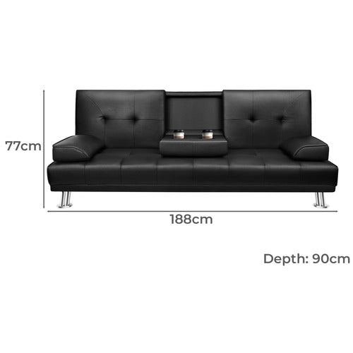 HOXTON ROOM KYRYLO 2 SEATER SINGLE FAUX LEATHER SOFA BED