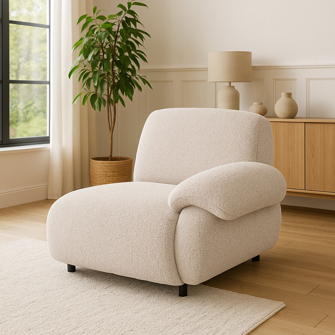 LAVINIA FABRIC RIGHT-FCAING ARM CHAIR NATURAL