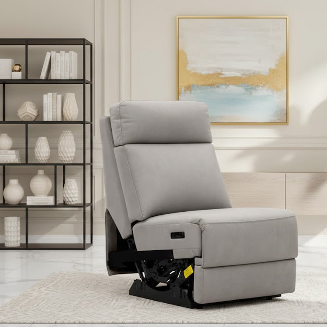 LEANDRO ARMLESS CHAIR WITH DUAL MOTOR RECLINER LIGHT GREY