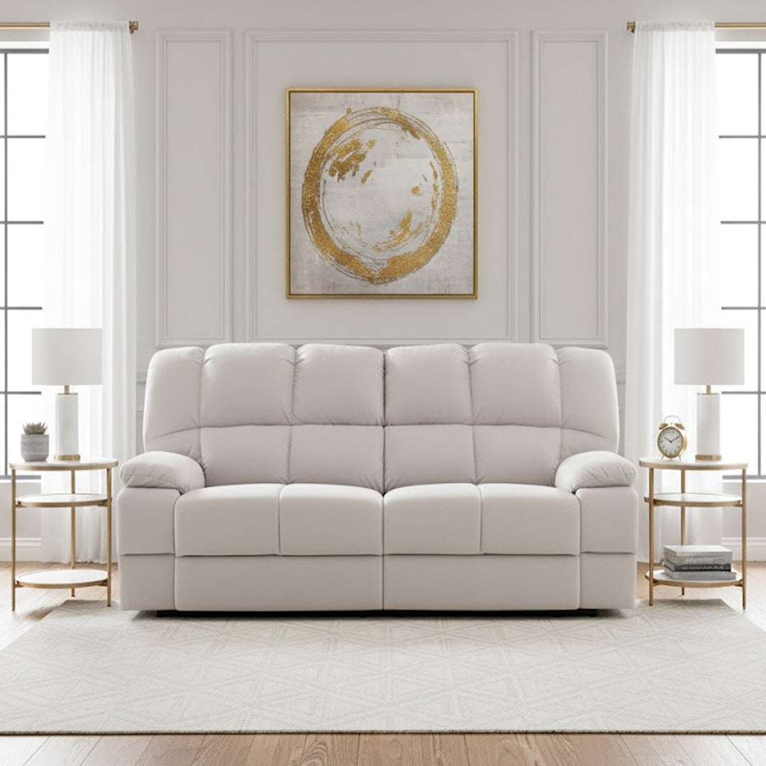 LEBRON FABRIC 3 SEATER WITH 2 INBUILT RECLINERS LIGHT GREY