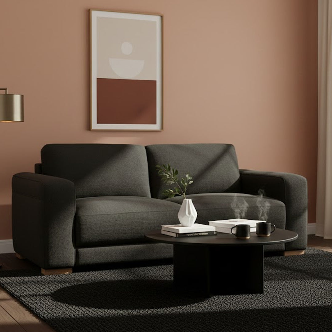 LEONE FABRIC 2.5 SEATER SOFA DARK GREY