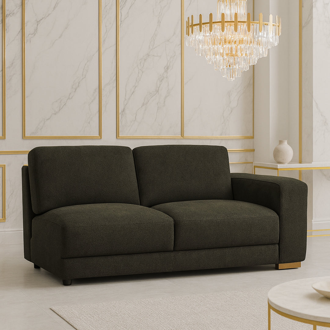 LEONE FABRIC RHF 2 SEATER CHAIR DARK GREY