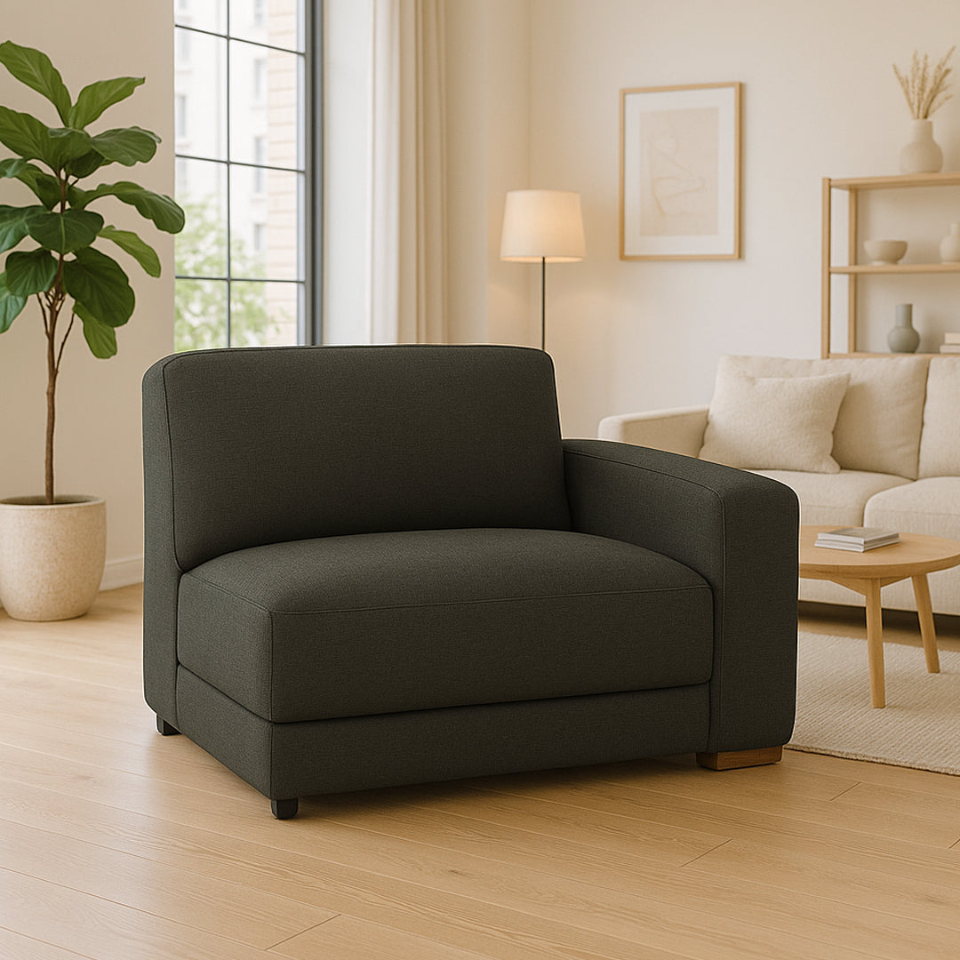 LEONE FABRIC RHF CHAIR DARK GREY
