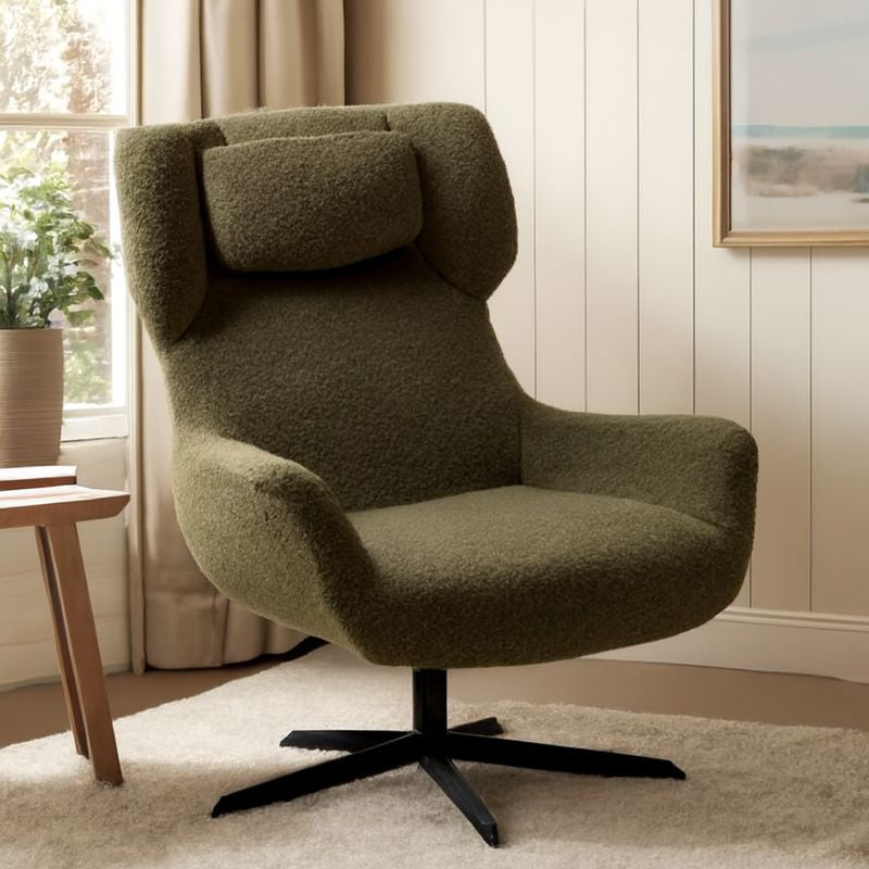 LINEA FURNITURE ASHLEY BOUCLE SWIVEL ARMCHAIR