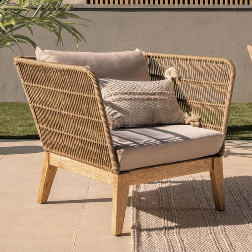 LINEA FURNITURE BEIGE VELMA ROPE OUTDOOR ARMCHAIR