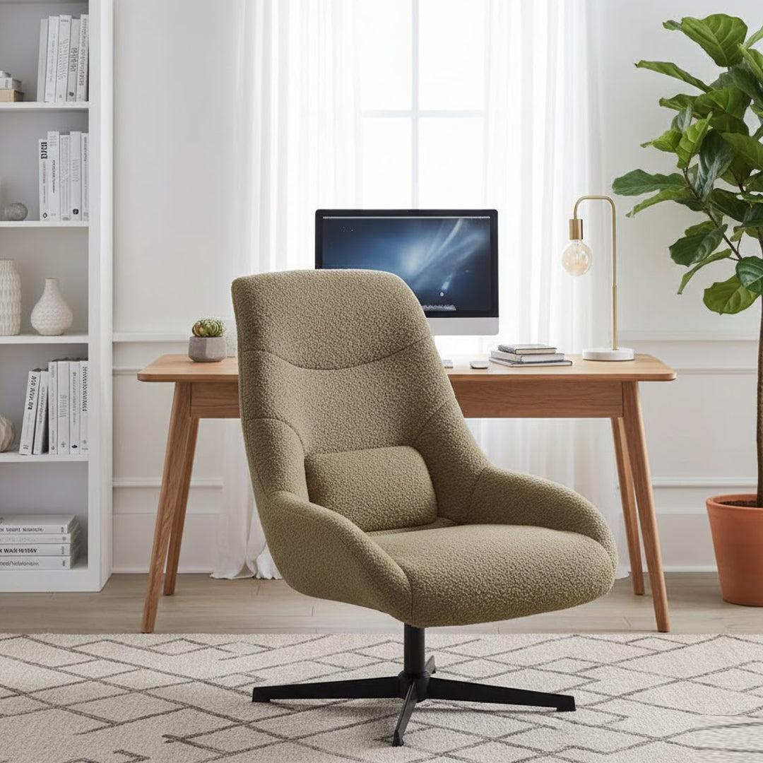 LINEA FURNITURE FINN BOUCLE SWIVEL ARMCHAIR