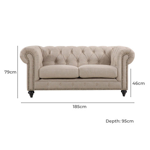 BY DESIGNS LANDON 2 SEATER CHESTERFIELD SOFA