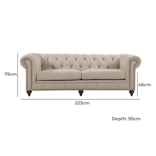 BY DESIGNS LANDON 3 SEATER CHESTERFIELD SOFA