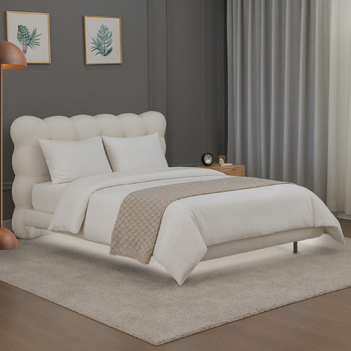 AROYA HOME LAURA SHERPA FLOATING BED WITH LED