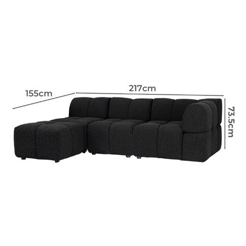 EVER DREAMING LIVING LEIA 3 SEATER MODULAR SOFA WITH REVERSIBLE CHAISE