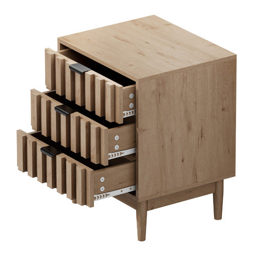 LIVING FUSION ADRIAN 3 DRAWER BEDSIDE TABLE