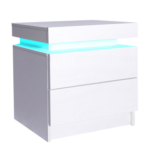 OAKLEIGH HOME 2 DRAWER BEDSIDE TABLE WITH LED LIGHT