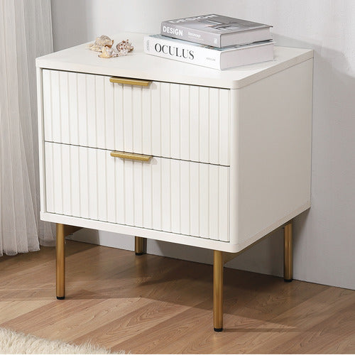CAPE FURNITURE LILAH 2 DRAWER RIBBED BEDSIDE TABLE
