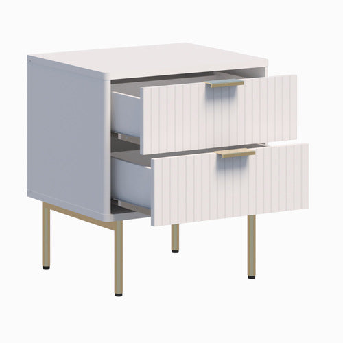 CAPE FURNITURE LILAH 2 DRAWER RIBBED BEDSIDE TABLE