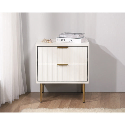 CAPE FURNITURE LILAH 2 DRAWER RIBBED BEDSIDE TABLE