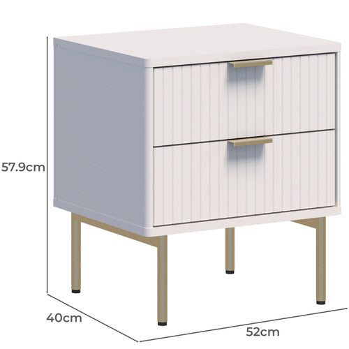 CAPE FURNITURE LILAH 2 DRAWER RIBBED BEDSIDE TABLE