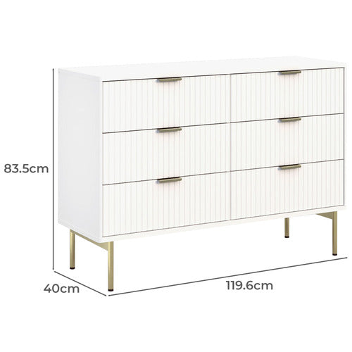 CAPE FURNITURE LILAH 6 DRAWER RIBBED DRESSER