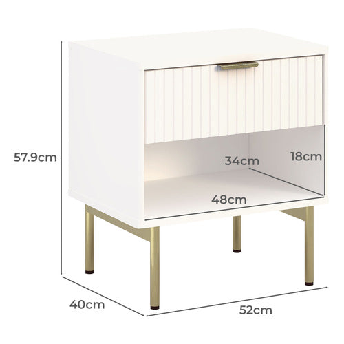CAPE FURNITURE LILAH 1 DRAWER RIBBED BEDSIDE TABLE