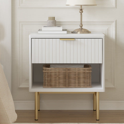 CAPE FURNITURE LILAH 1 DRAWER RIBBED BEDSIDE TABLE