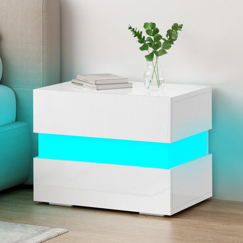 HOXTON ROOM LINUS 2 DRAWER BEDSIDE TABLE WITH LED LIGHT