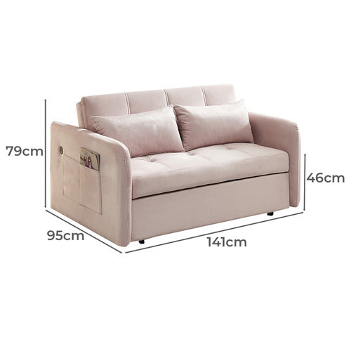 EVERGREEN HOME LIVIANA 2 SEATER SINGLE VELVET SOFA BED