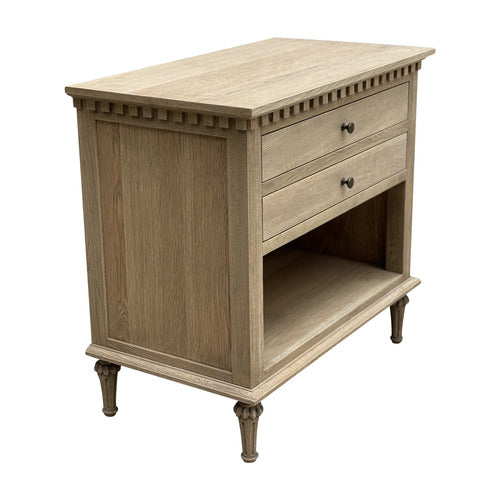HAMILTON FURNITURE LOUISE OAK WOOD BEDSIDE TABLE